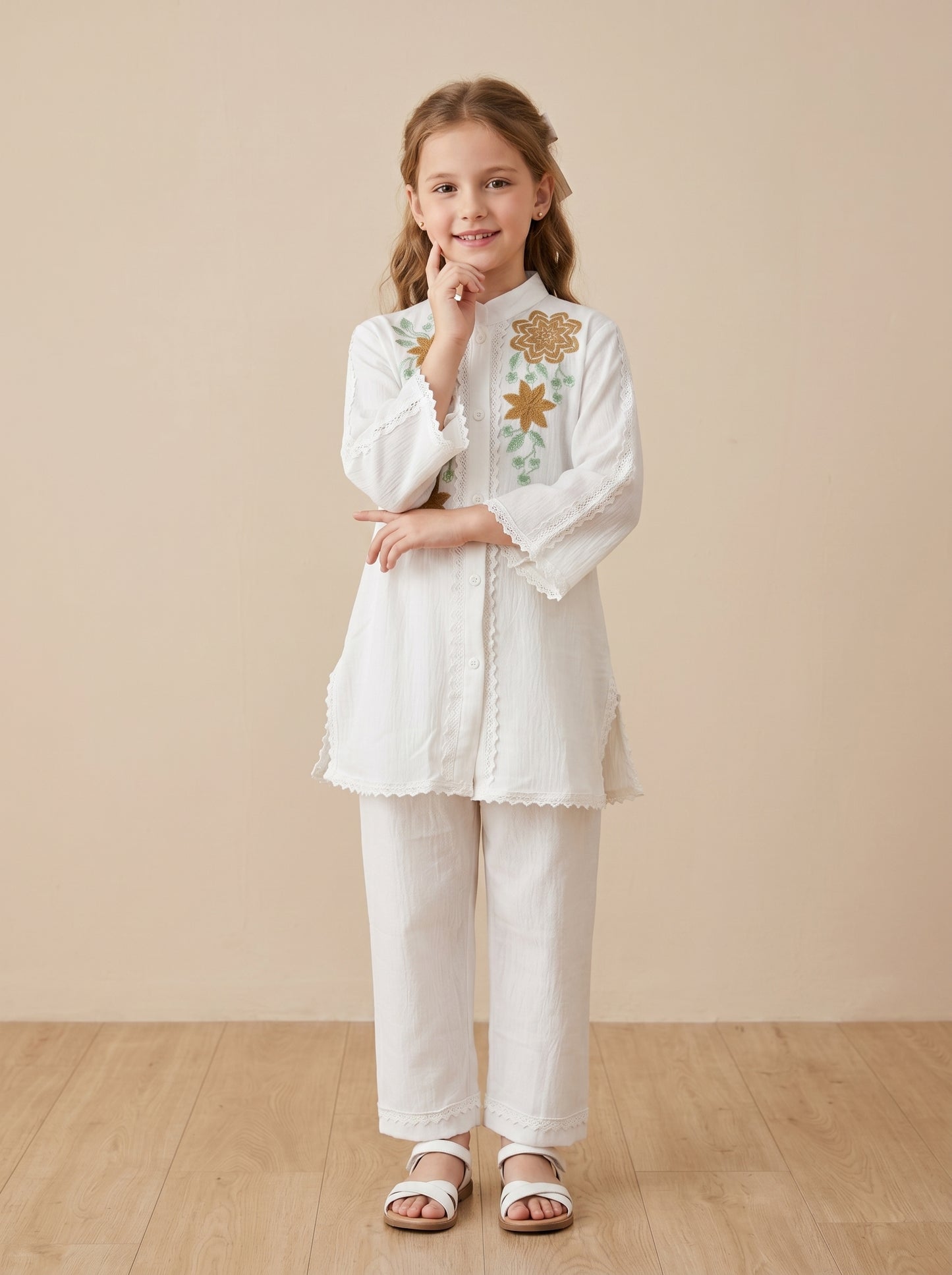 Cotton Embroidery Cord Set 1598 White