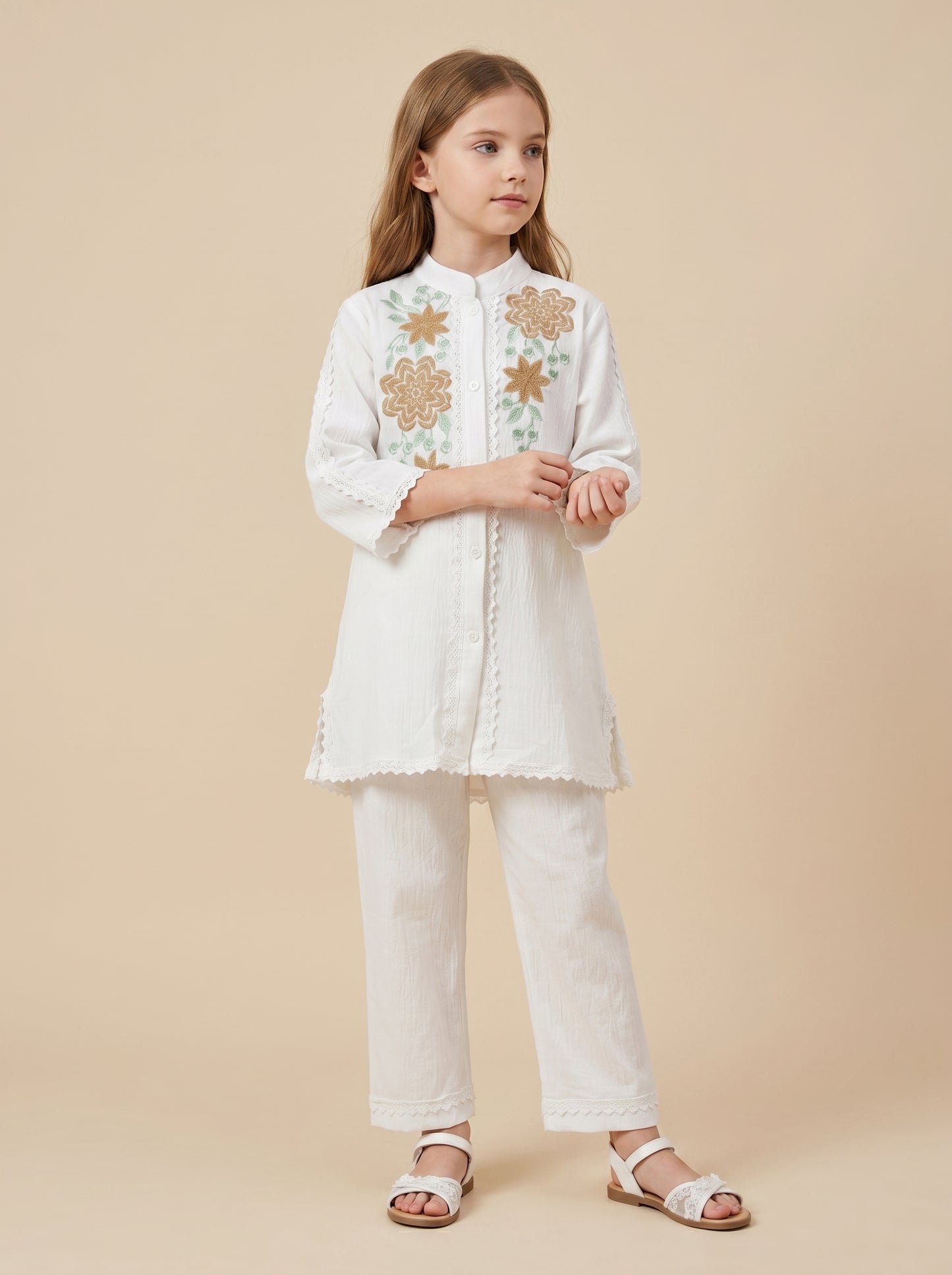 Cotton Embroidery Cord Set 1598 White