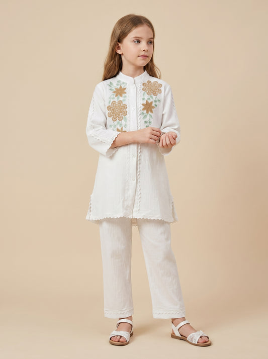 Cotton Embroidery Cord Set 1598 White