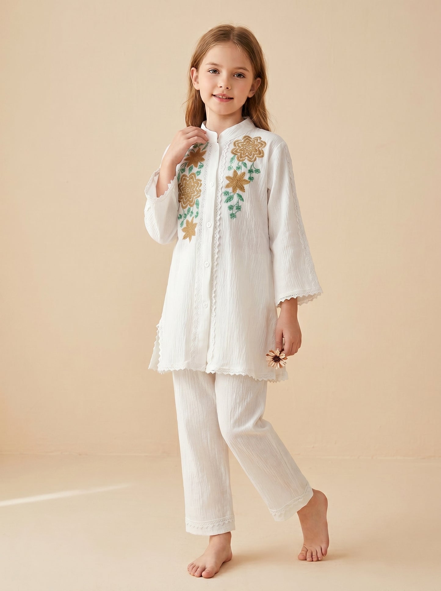 Cotton Embroidery Cord Set 1598 White