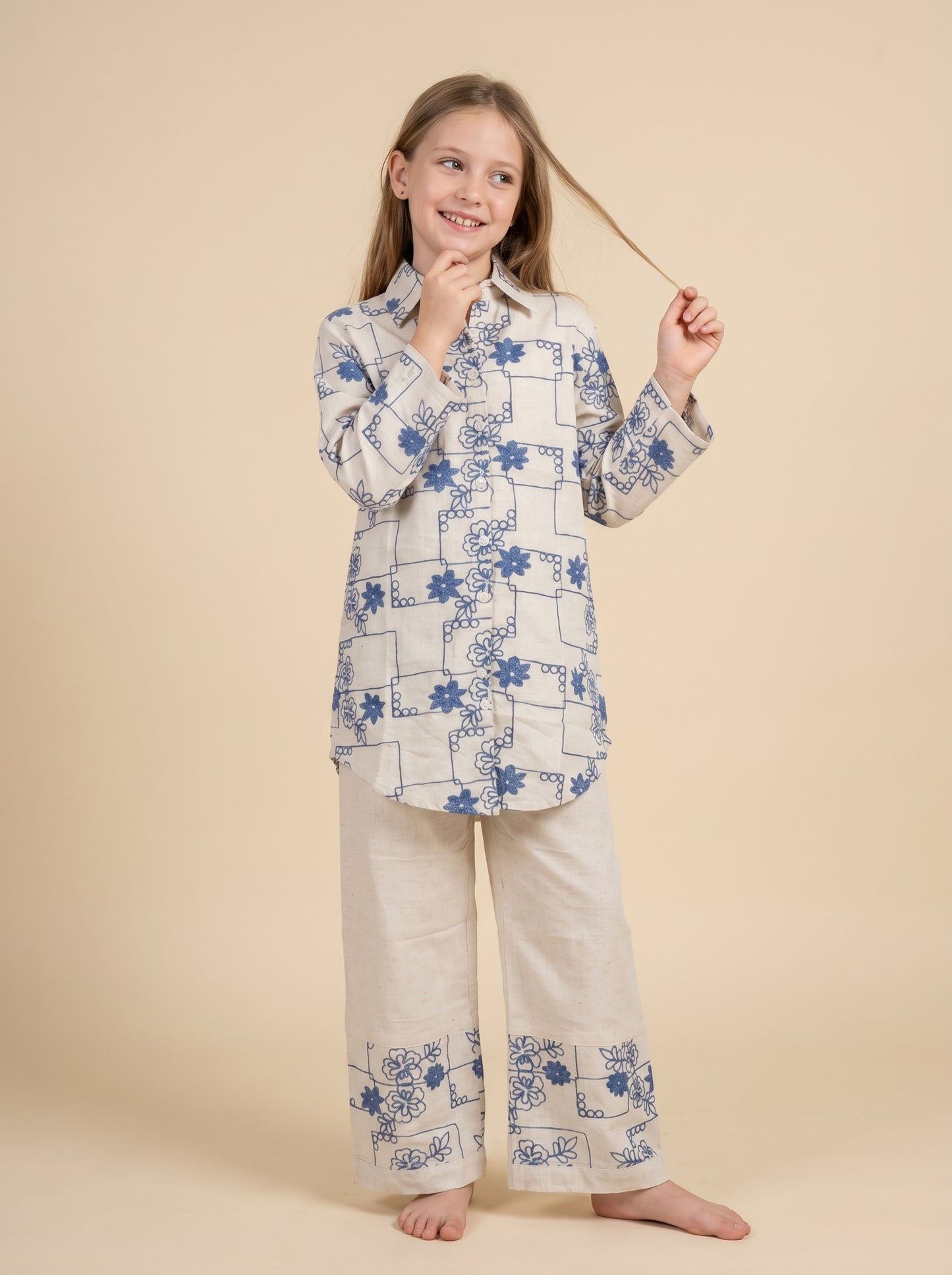 Cotton Printed Cord Set 1614 Blue