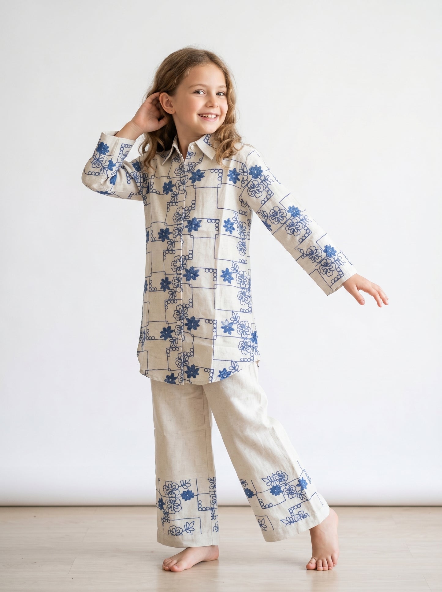 Cotton Printed Cord Set 1614 Blue