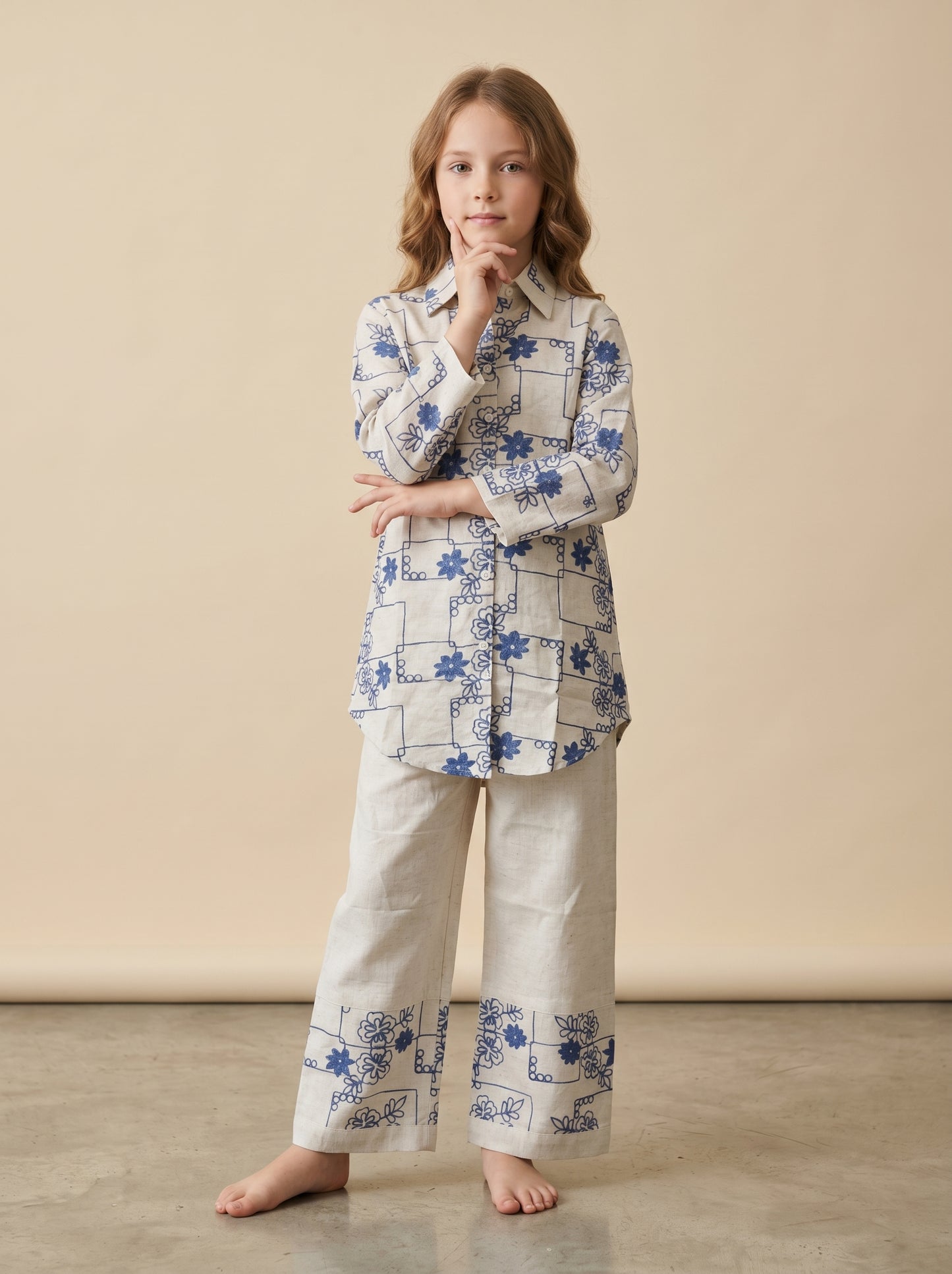 Cotton Printed Cord Set 1614 Blue