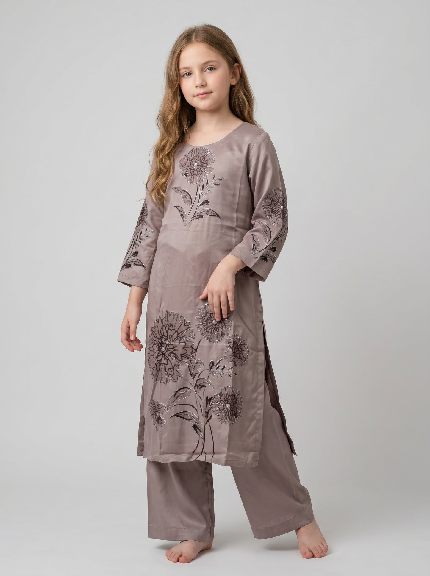 Cotton Printed Kurti Set 1616 Grey