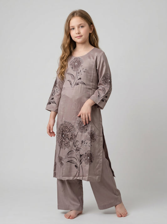 Cotton Printed Kurti Set 1616 Grey
