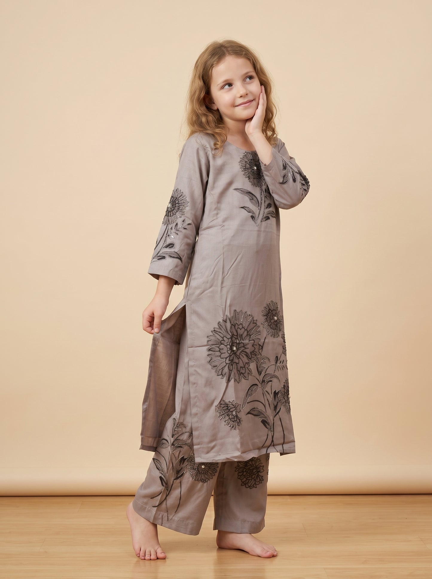 Cotton Printed Kurti Set 1616 Grey