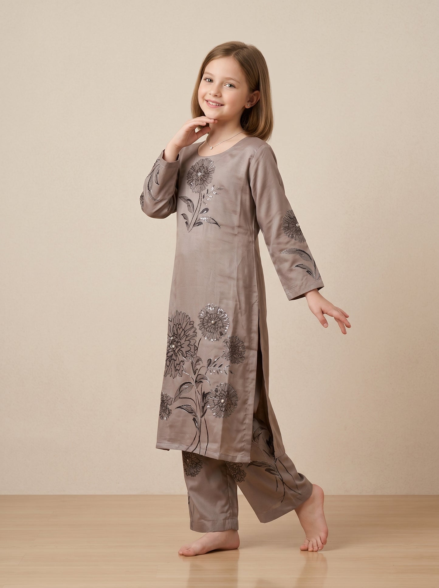 Cotton Printed Kurti Set 1616 Grey