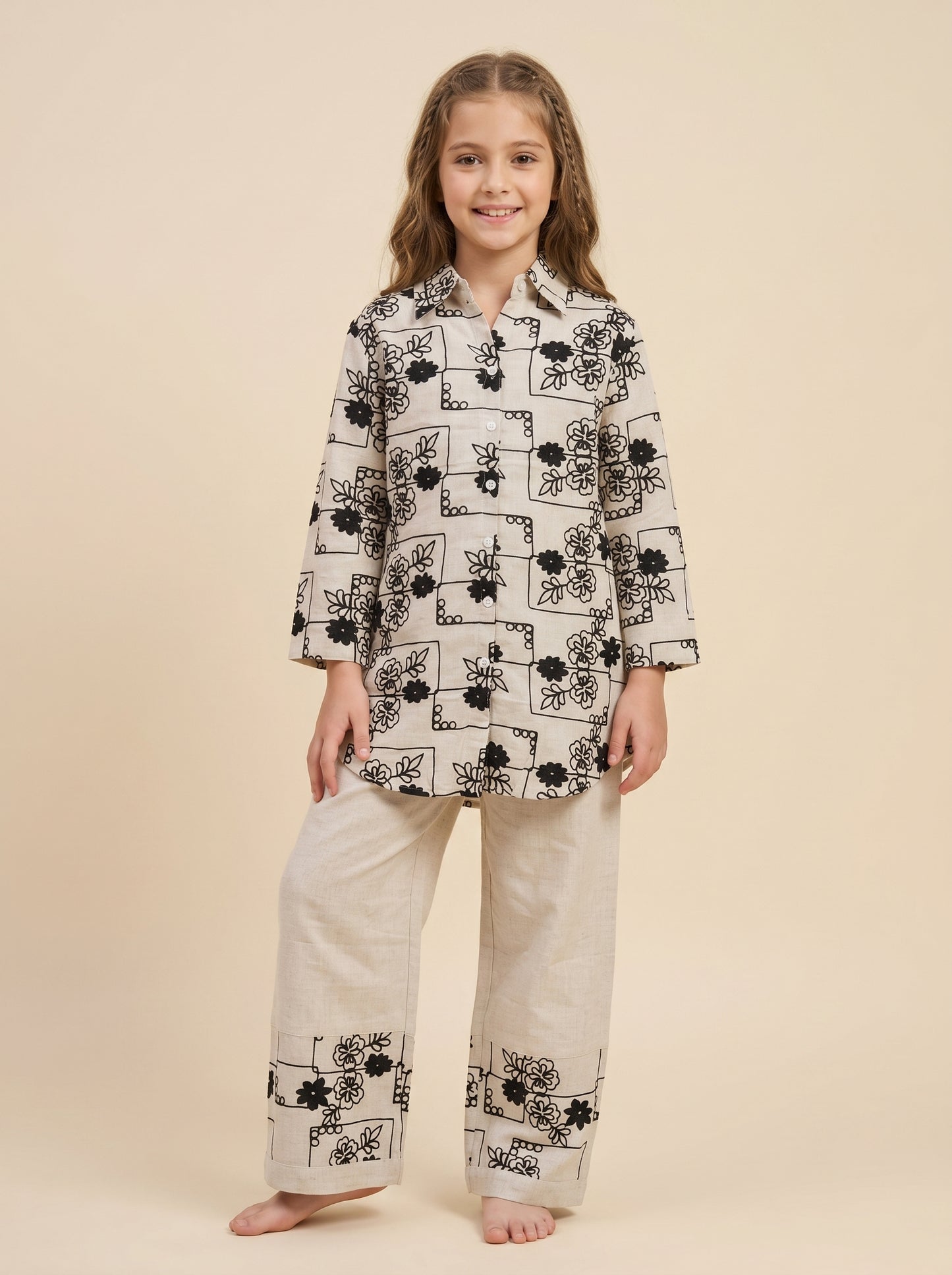 Cotton Printed Cord Set 1618 Black