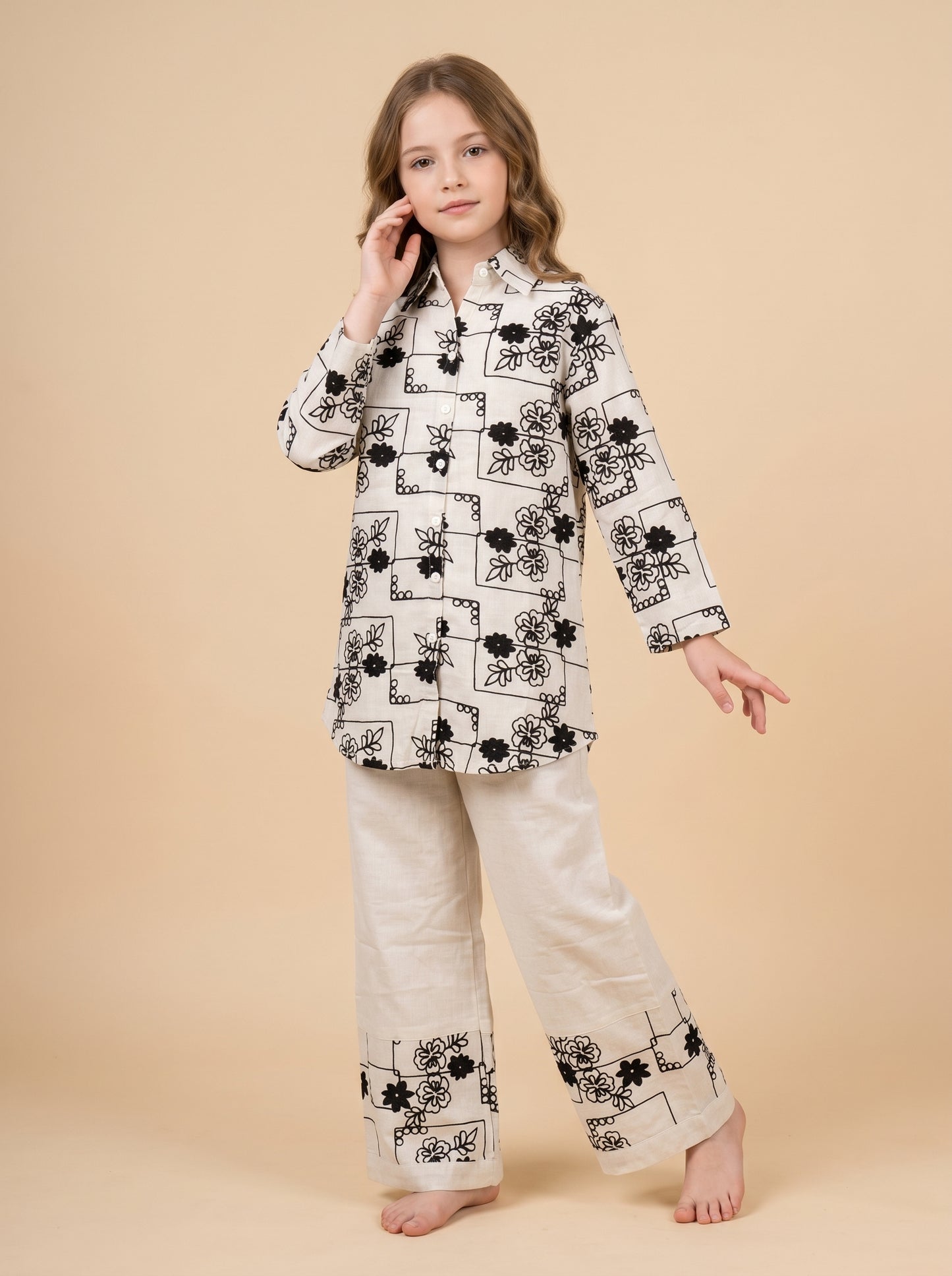 Cotton Printed Cord Set 1618 Black