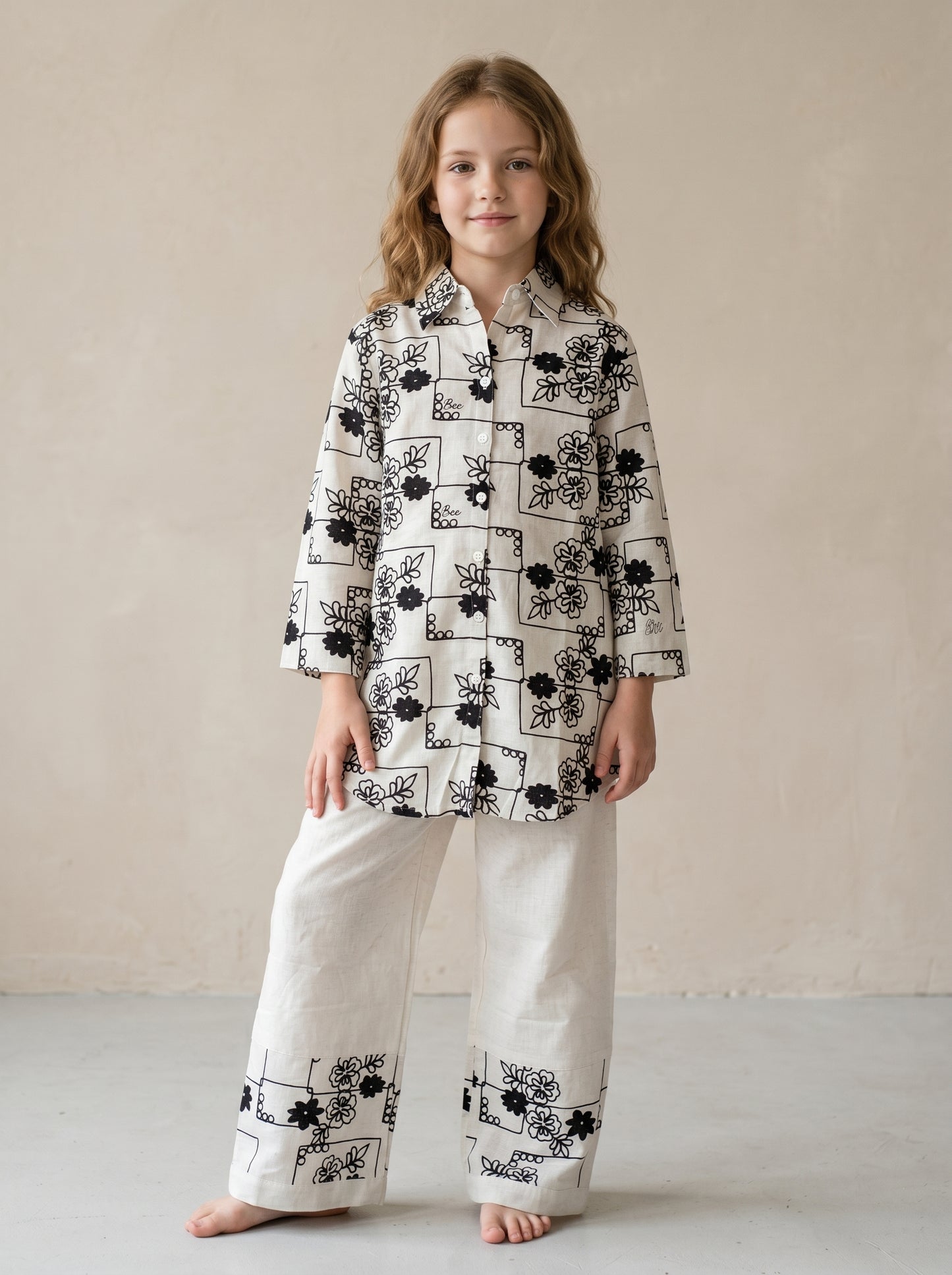 Cotton Printed Cord Set 1618 Black