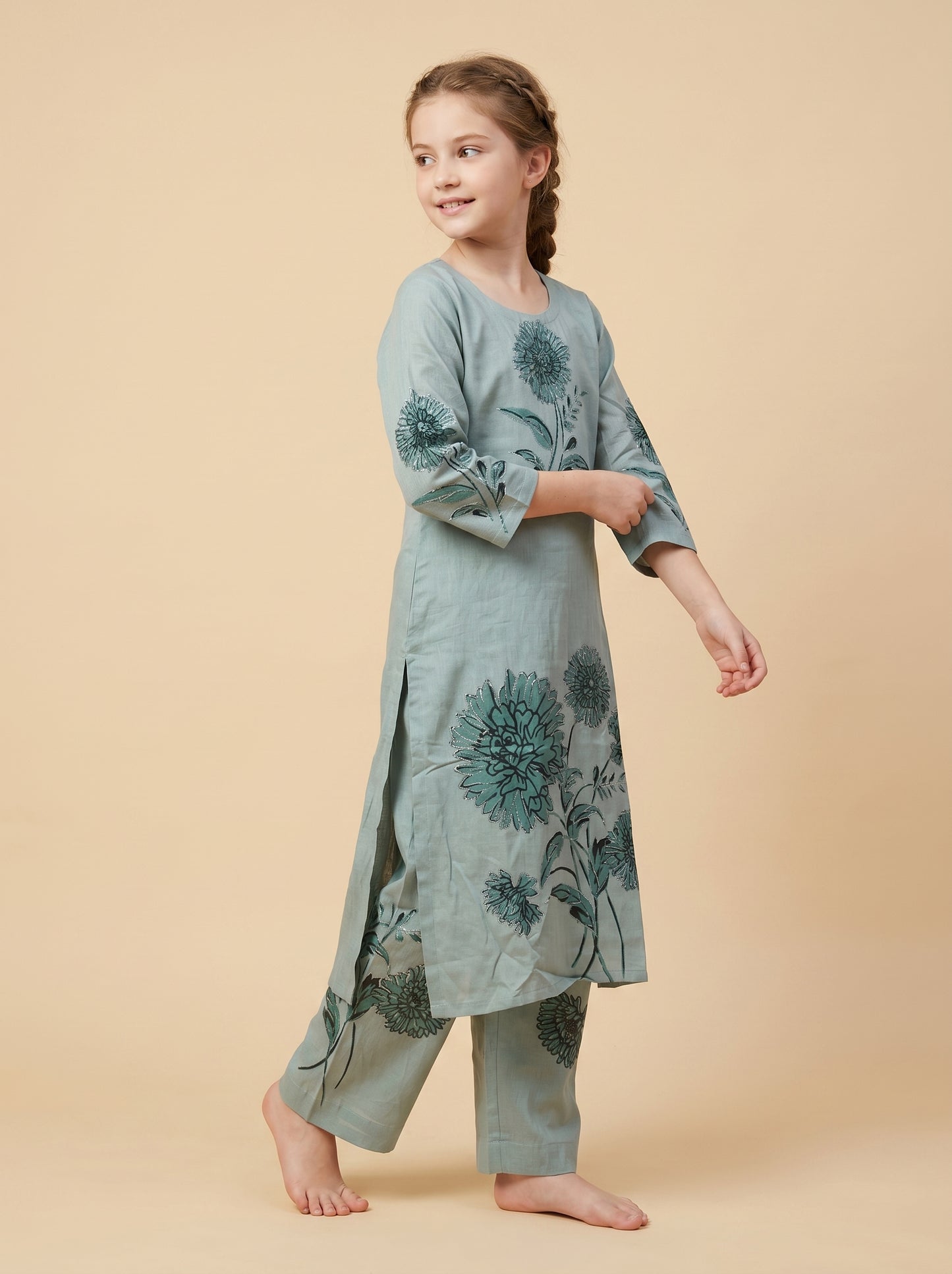 Cotton Printed Kurti Set 1619 Green