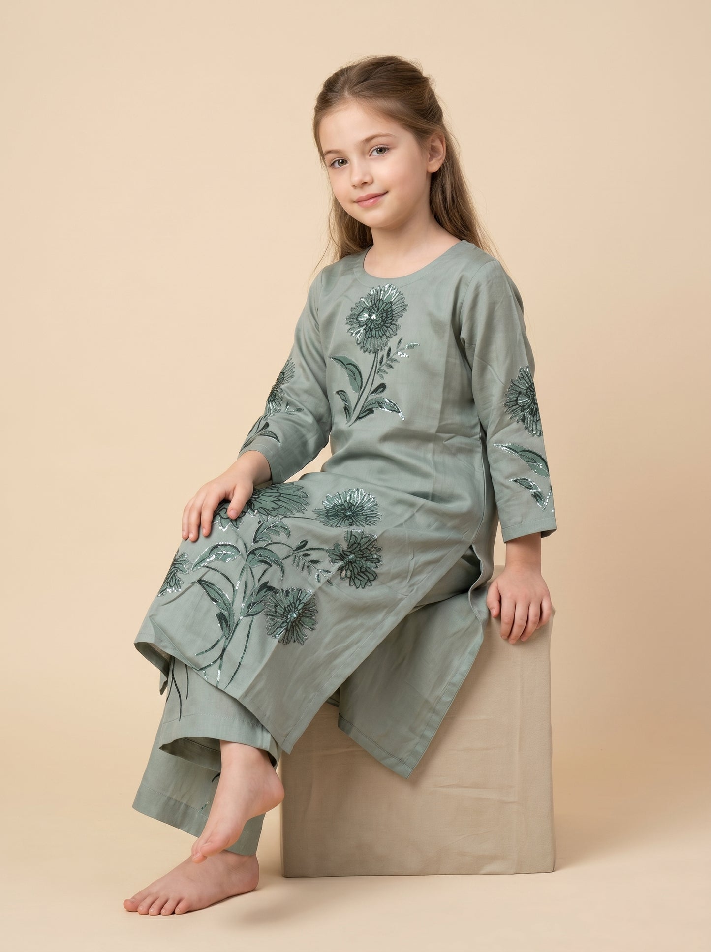 Cotton Printed Kurti Set 1619 Green