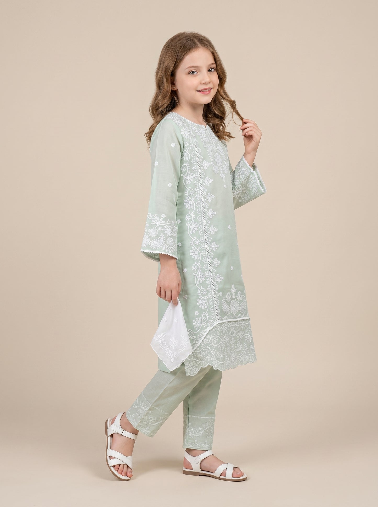 Cotton Embroidery Kurti Set 1625 Green