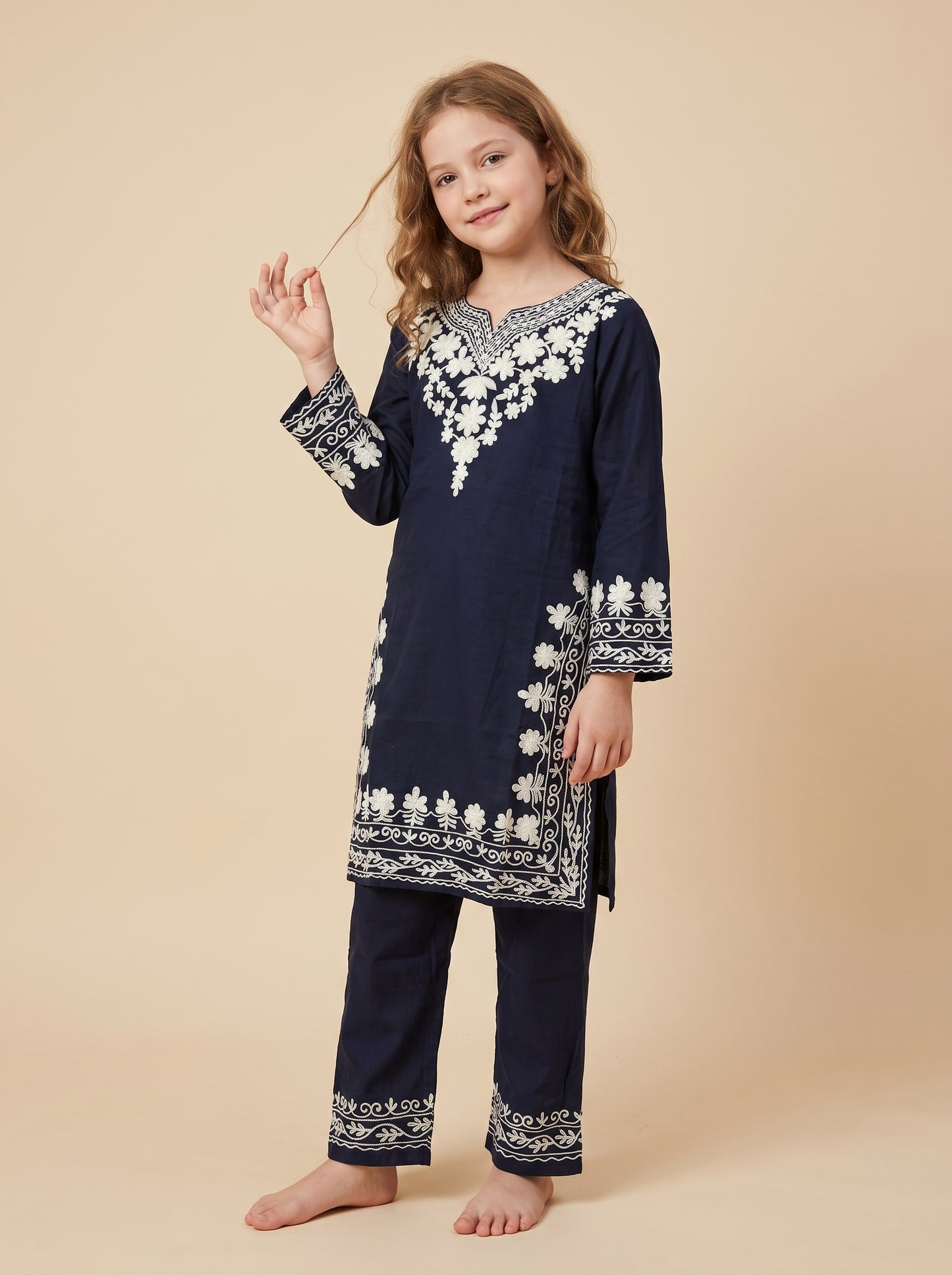 Cotton Embroidery Kurti Set 1633 Blue