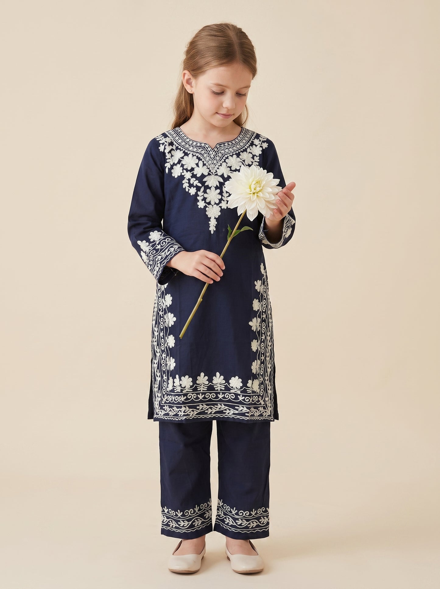 Cotton Embroidery Kurti Set 1633 Blue