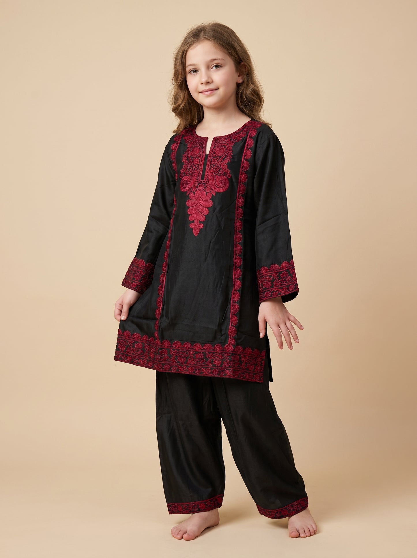 Cotton embroidery farshi Pant set 1636 Black