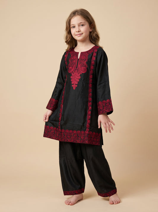 Cotton embroidery farshi Pant set 1636 Black
