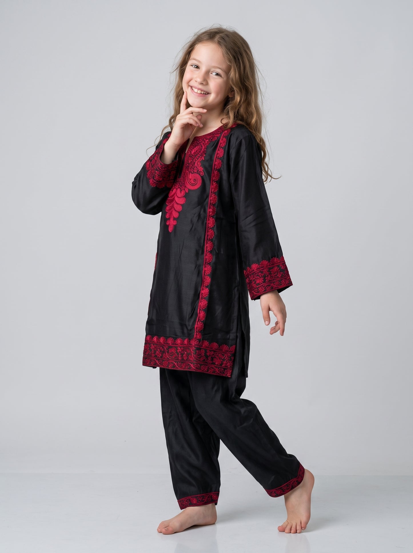 Cotton embroidery farshi Pant set 1636 Black