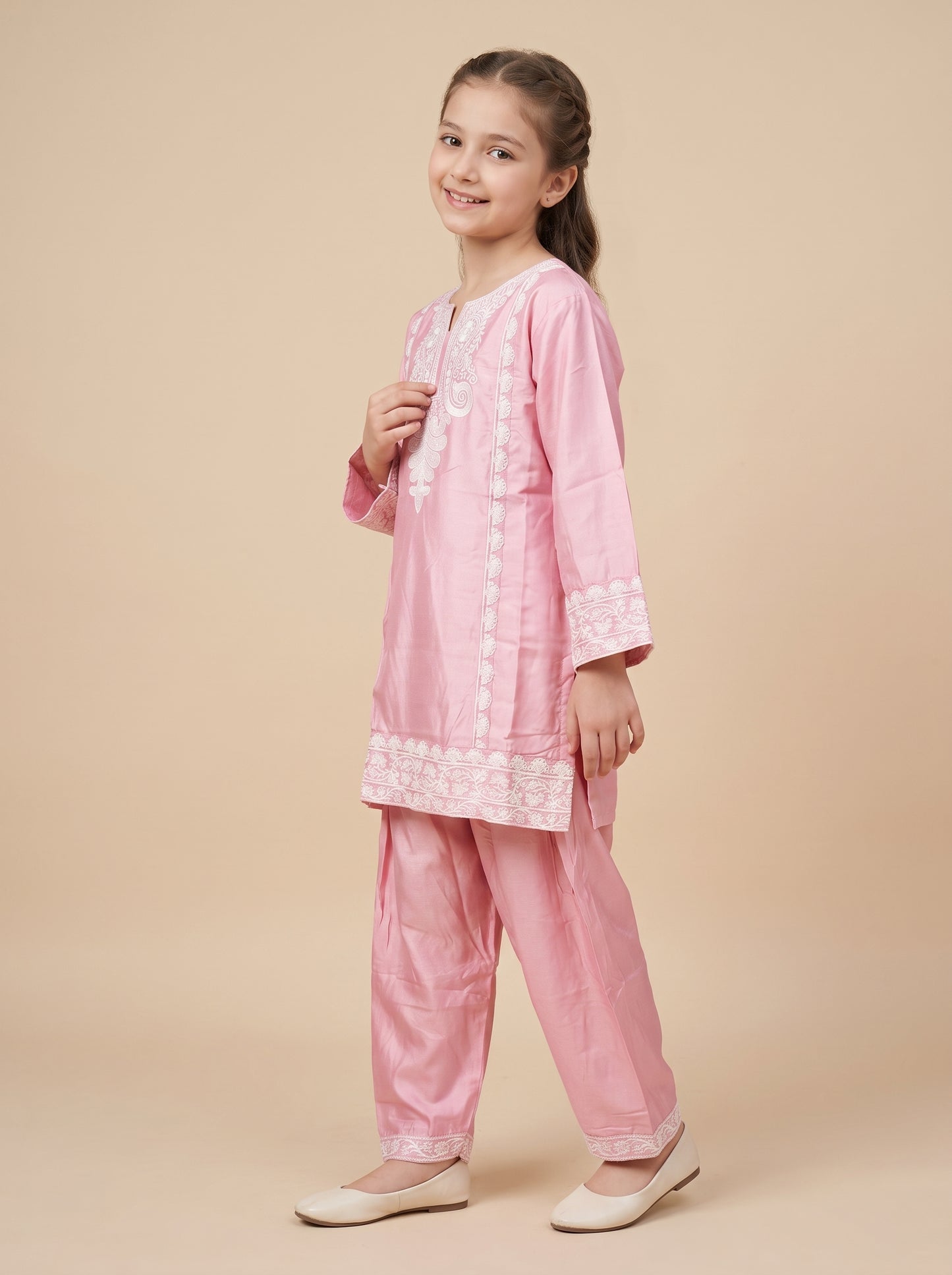 Cotton Embroidery Farshi Pant Set 1642 Pink