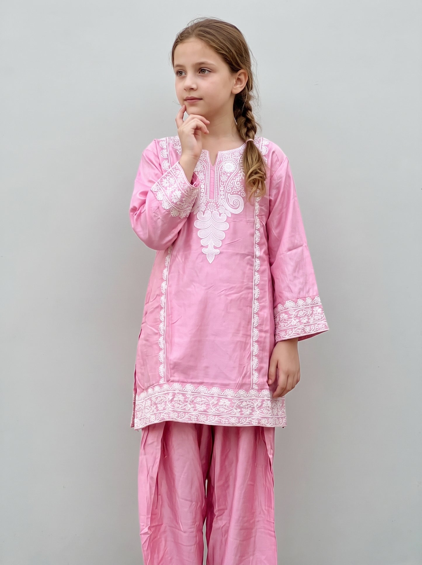 Cotton Embroidery Farshi Pant Set 1642 Pink