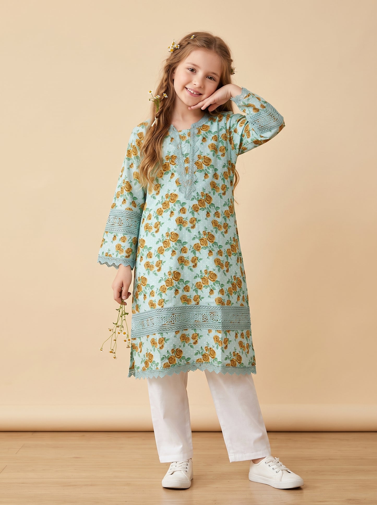 Cotton Printed Kurti Set 1646 Green