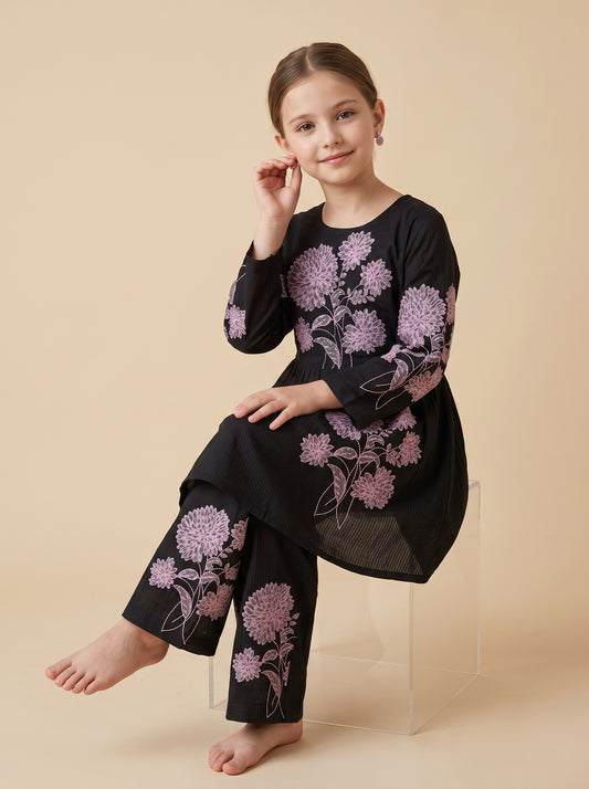 Cotton Embroidery Frock Set 1649 Purple