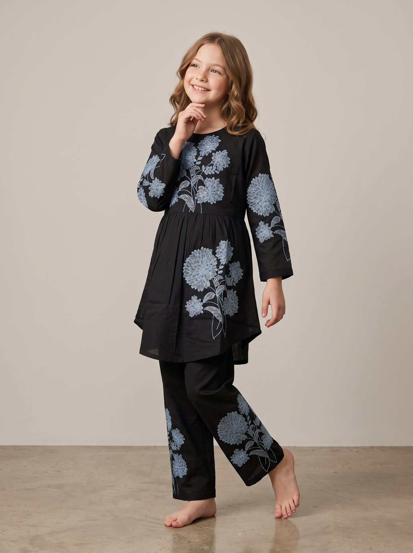 Cotton Embroidery Frock Set 1650 Blue