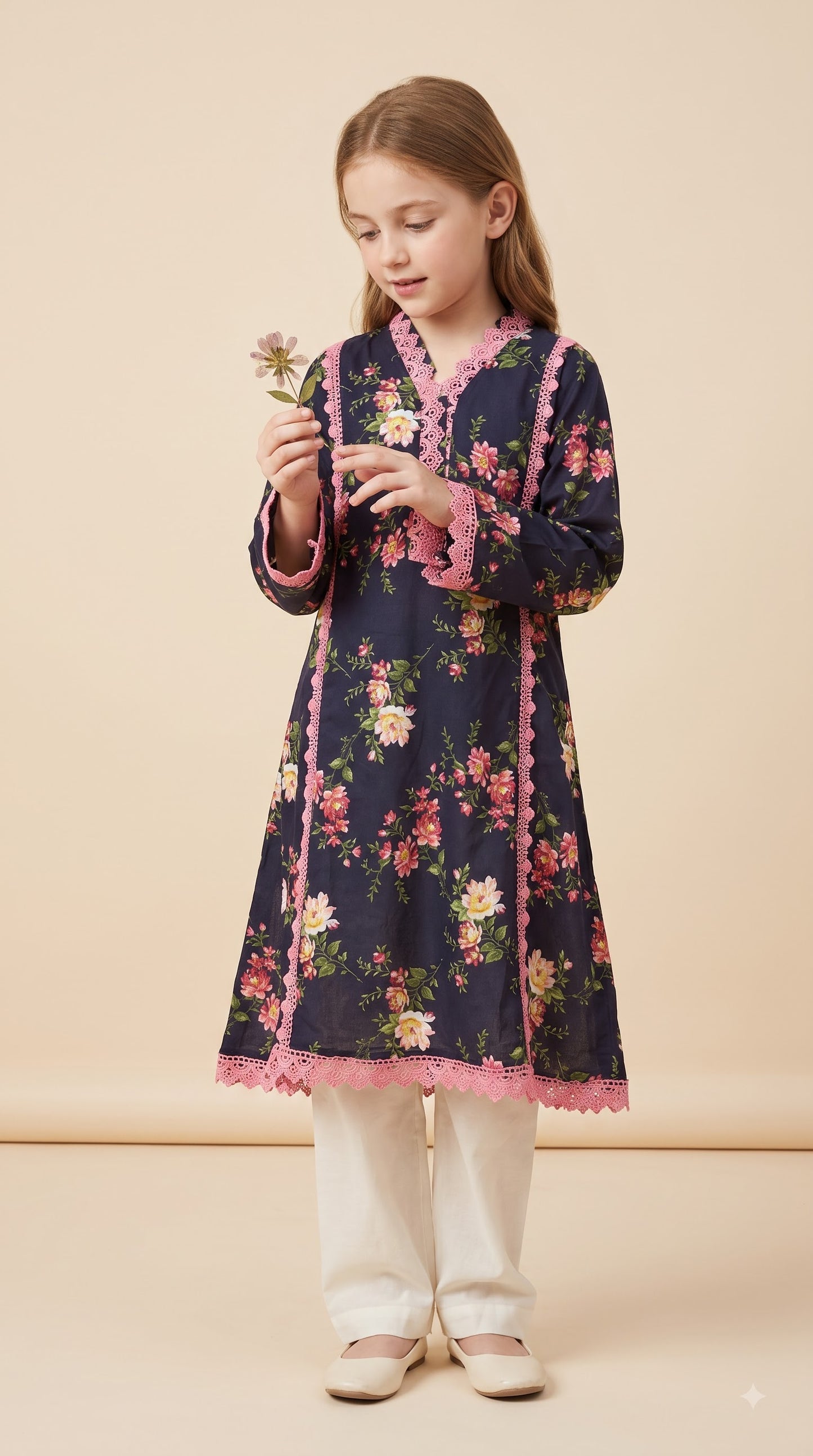 Cotton Printed Frock Set 1664 Blue