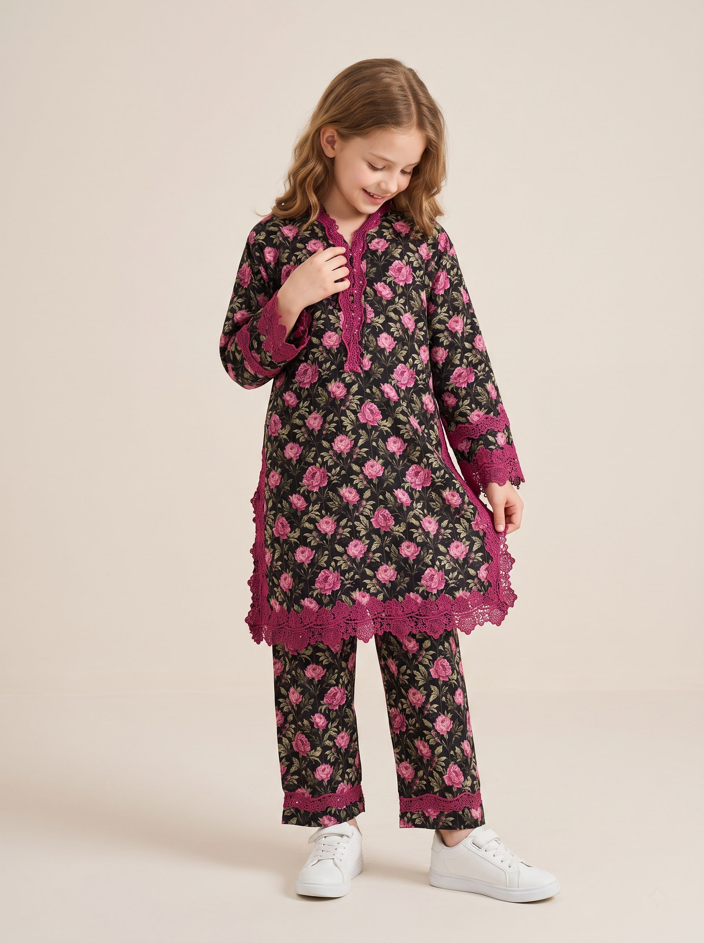 Cotton Printed Kurti Set 1681 Black