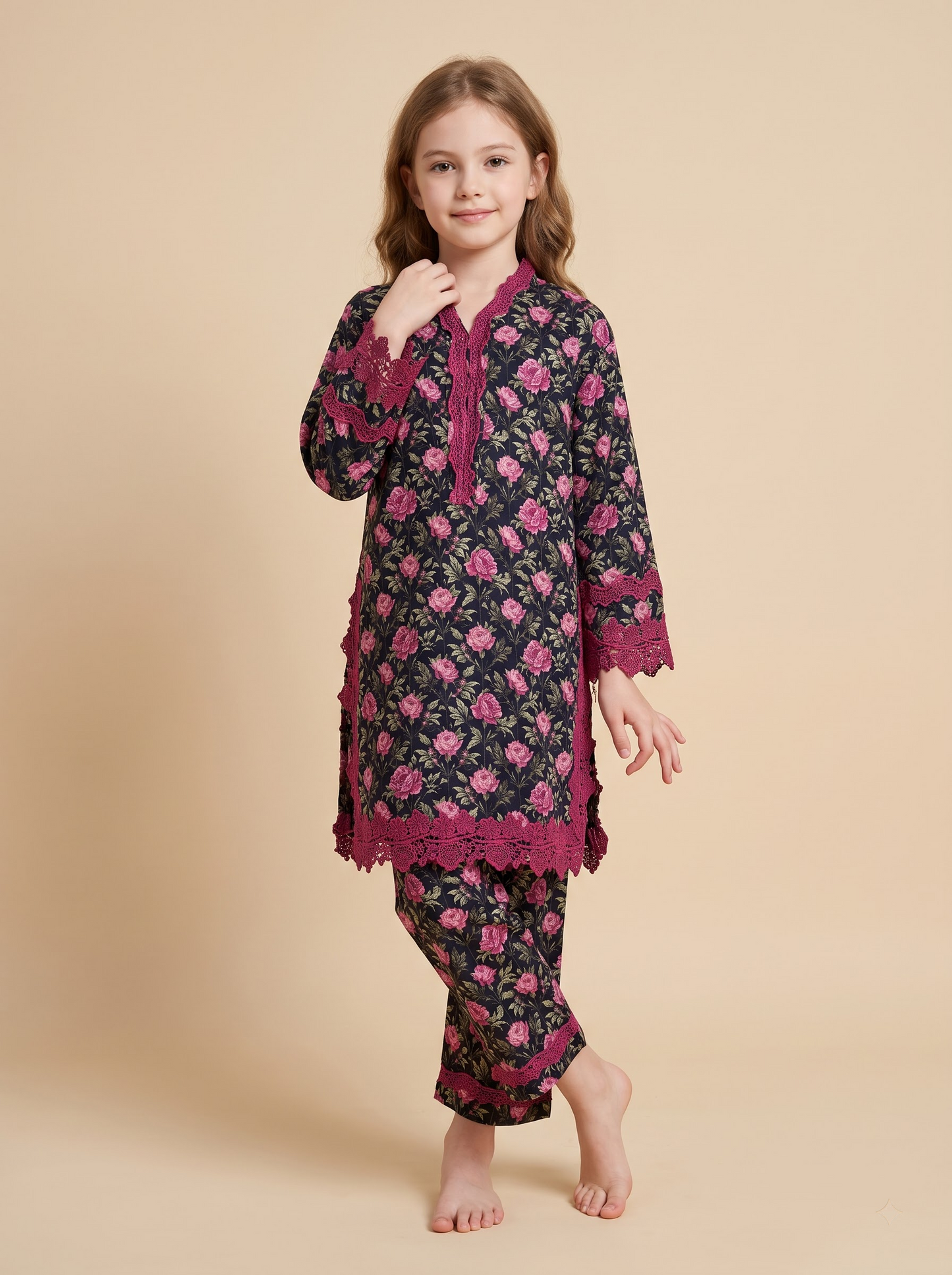 Cotton Printed Kurti Set 1681 Black