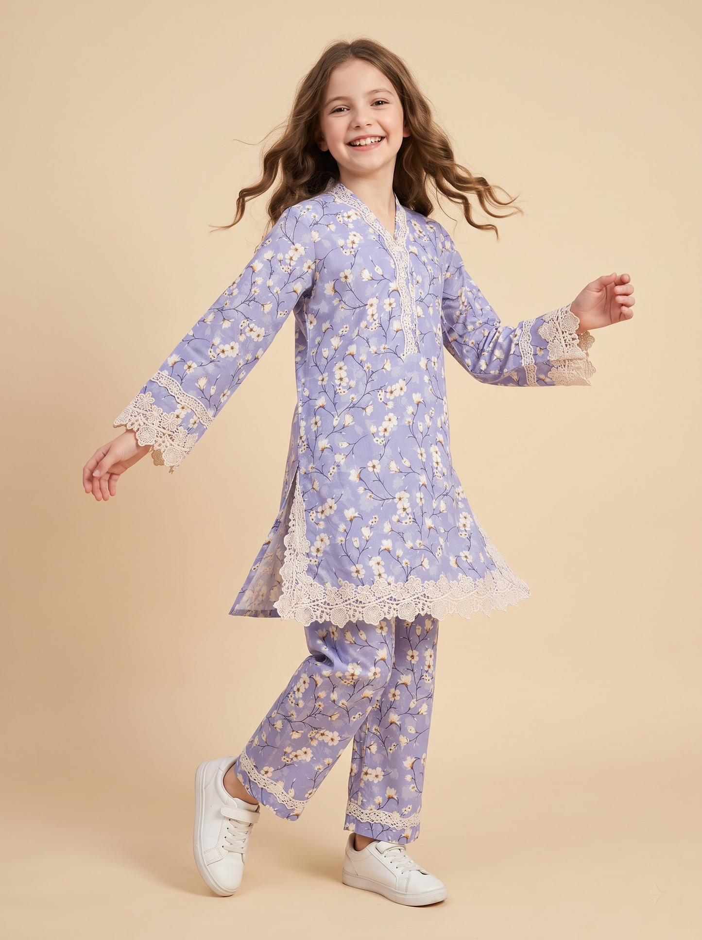 Cotton Printed Kurti Set 1680 Purple