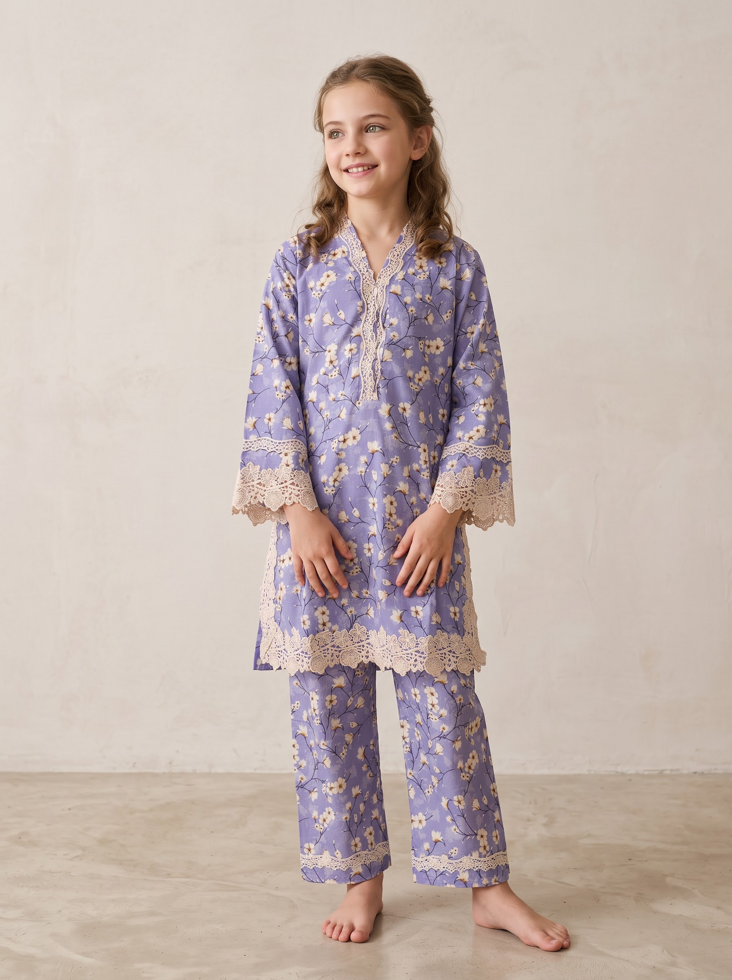 Cotton Printed Kurti Set 1680 Purple