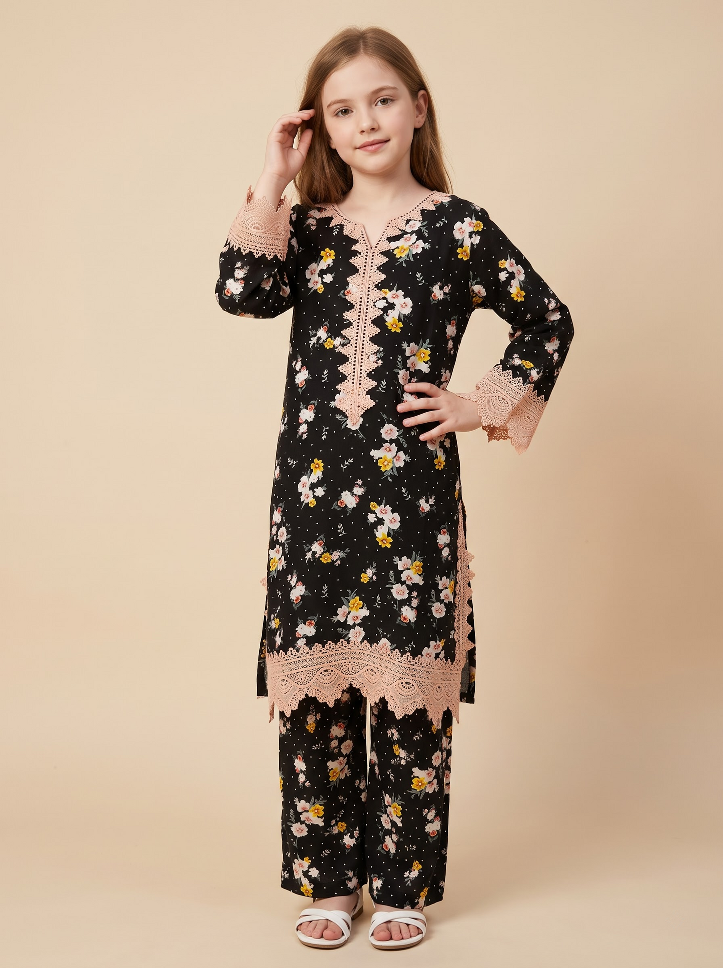 Cotton Printed Kurti Set 1679 Black