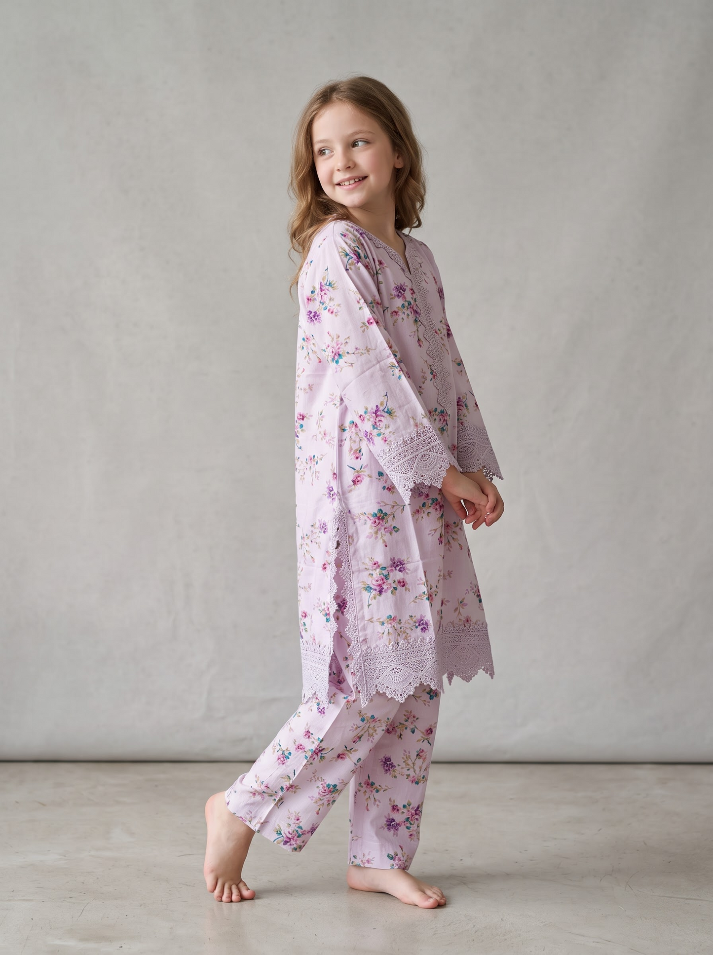 Cotton Printed Kurti Set 1678 Purple