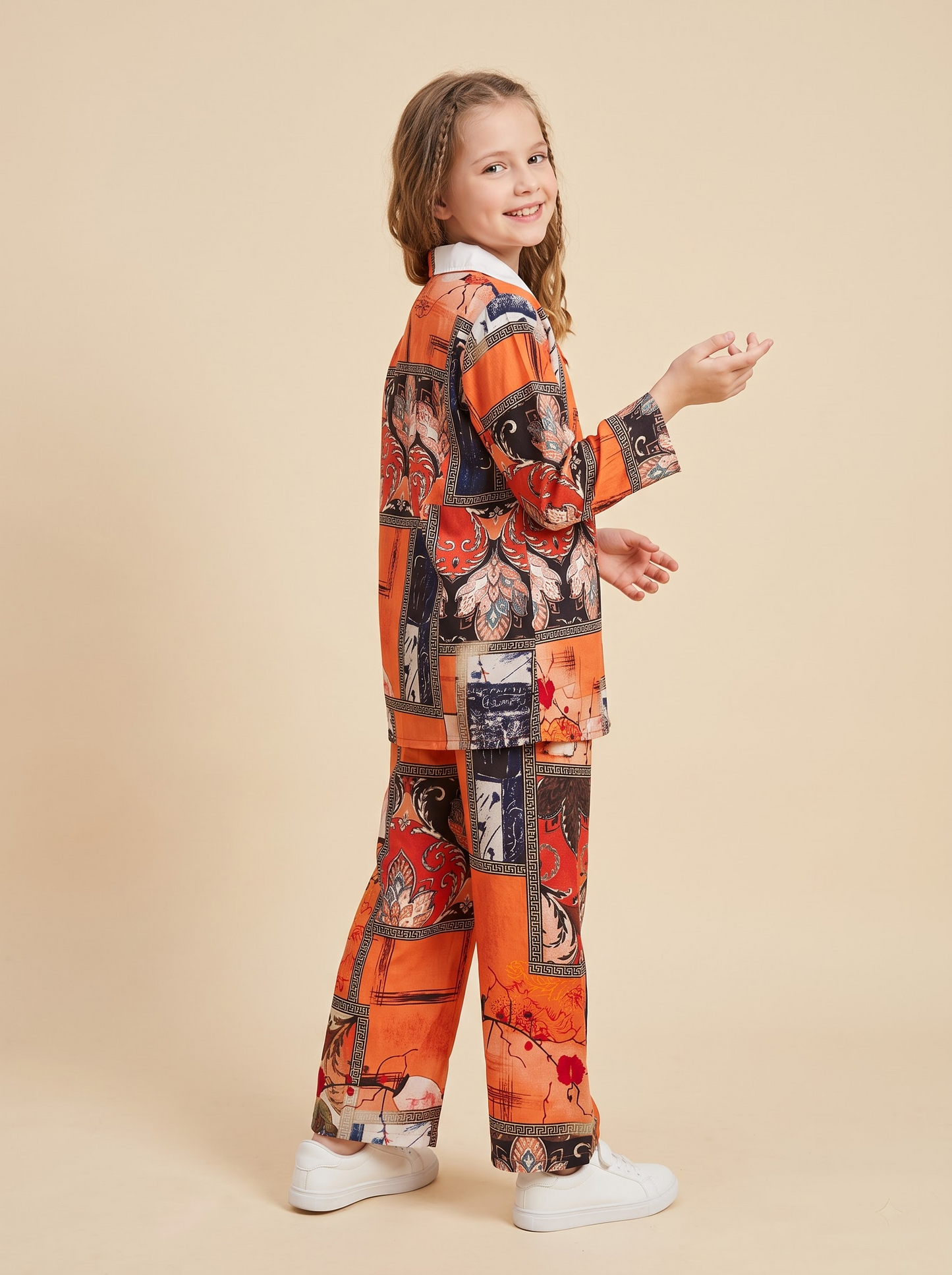 Cotton Printed Cord set 1683 Orange