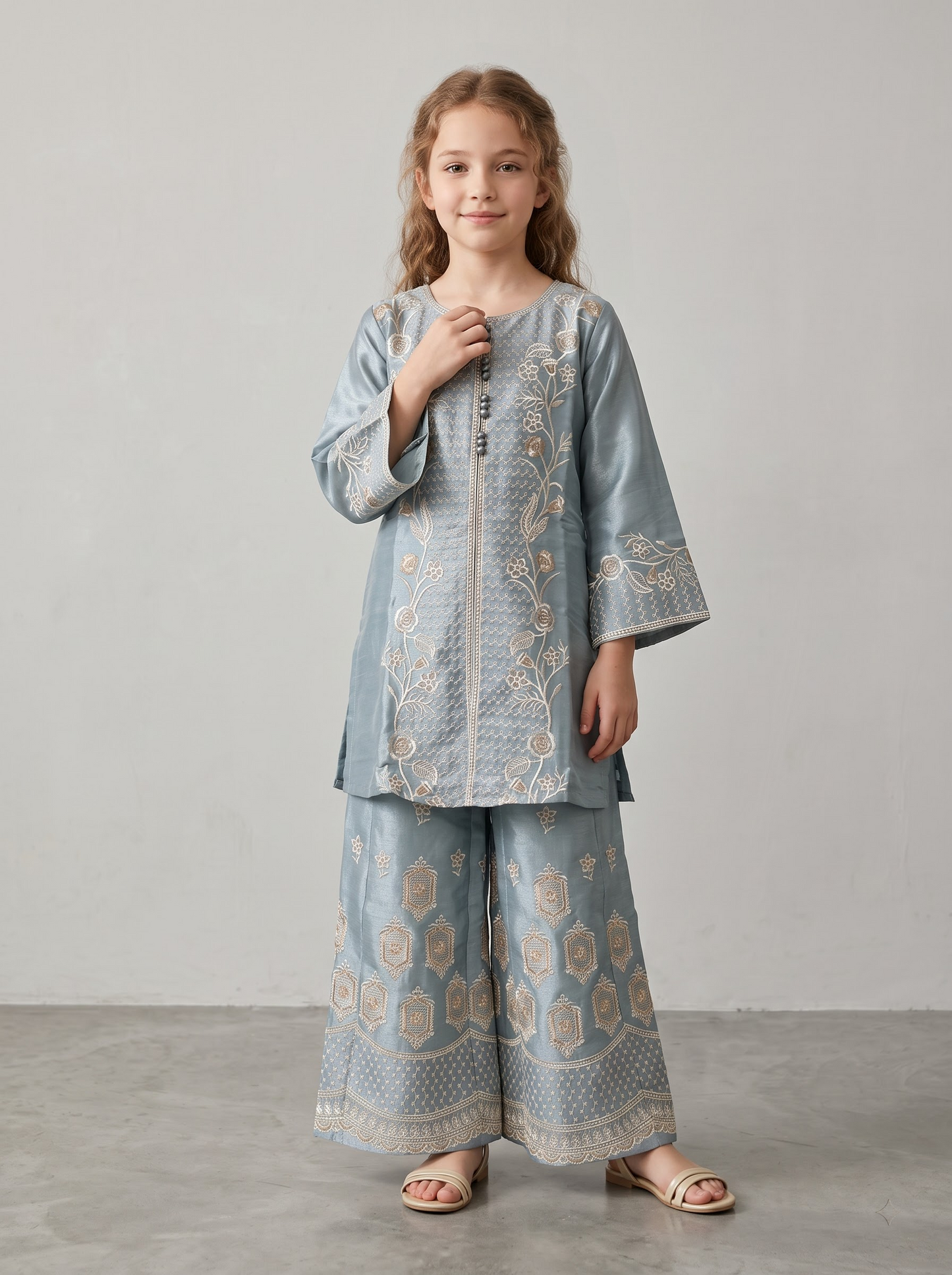 Georgette Embroidery Plazo Set 1688 Grey