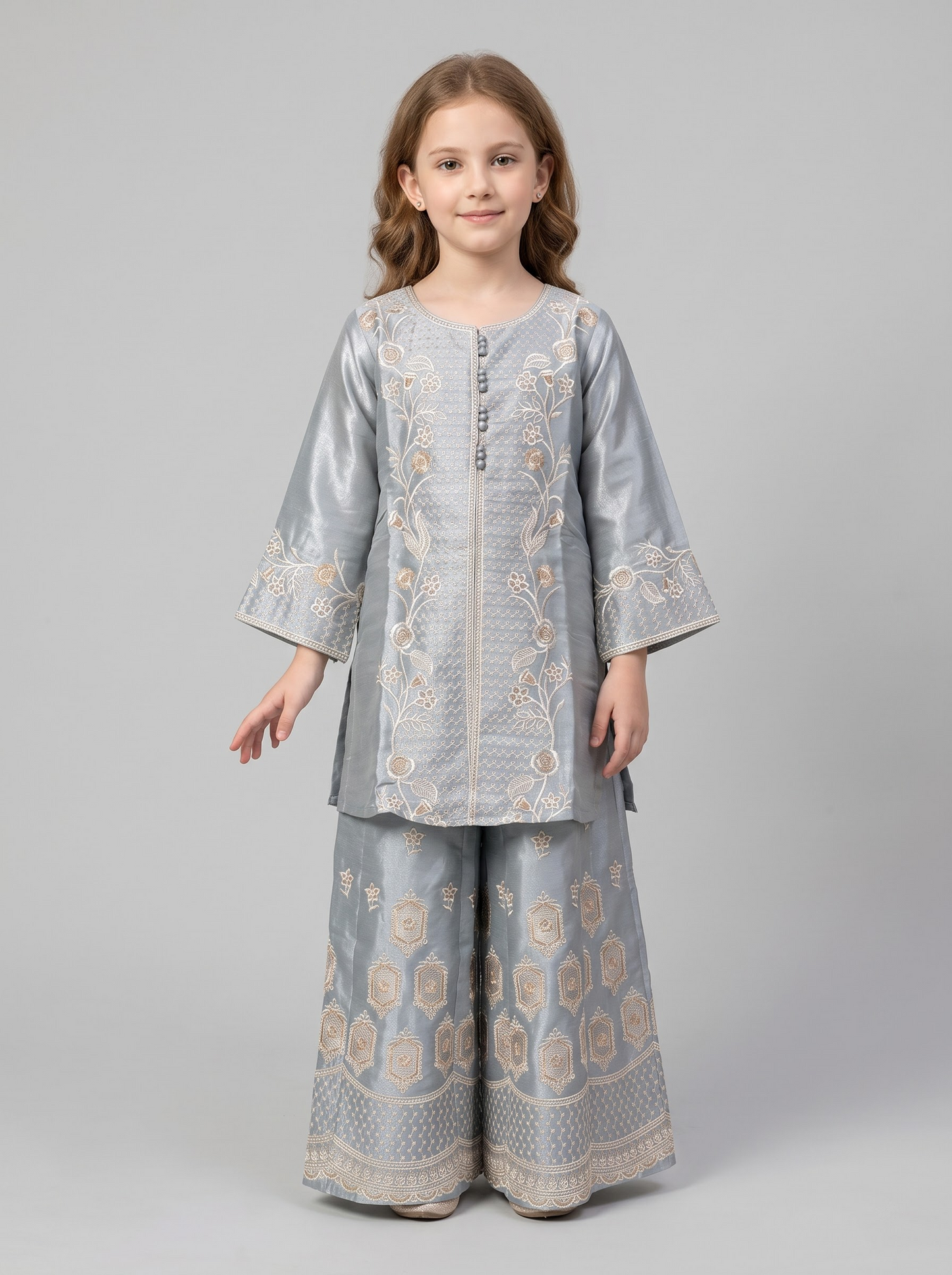 Georgette Embroidery Plazo Set 1688 Grey