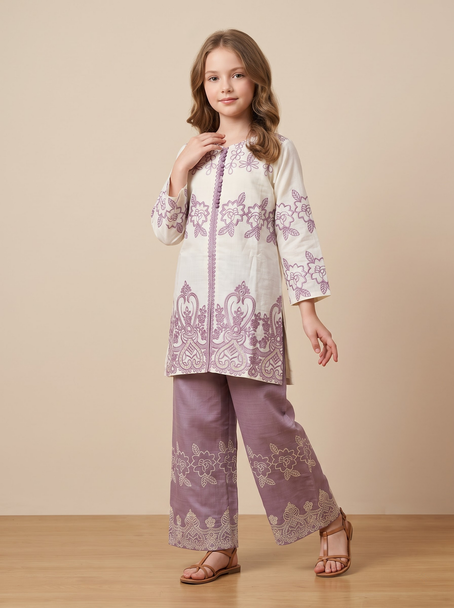 Georgette Embroidery Kurti Set 1690 Purple
