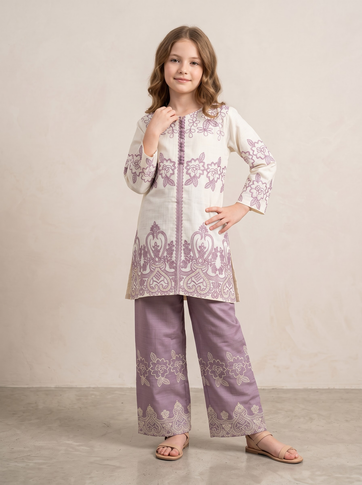 Georgette Embroidery Kurti Set 1690 Purple