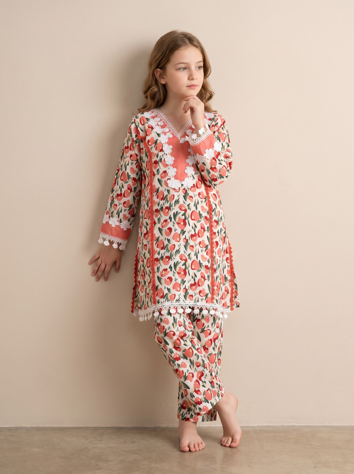 Cotton Printed Kurti Set 1711 Pink