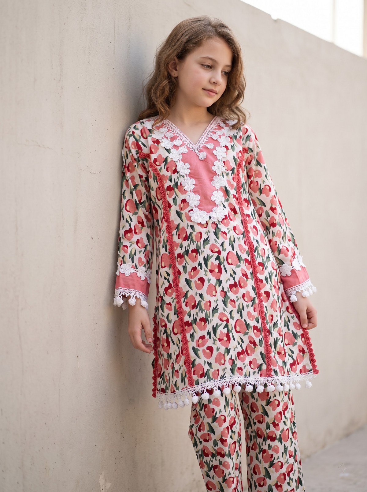 Cotton Printed Kurti Set 1711 Pink