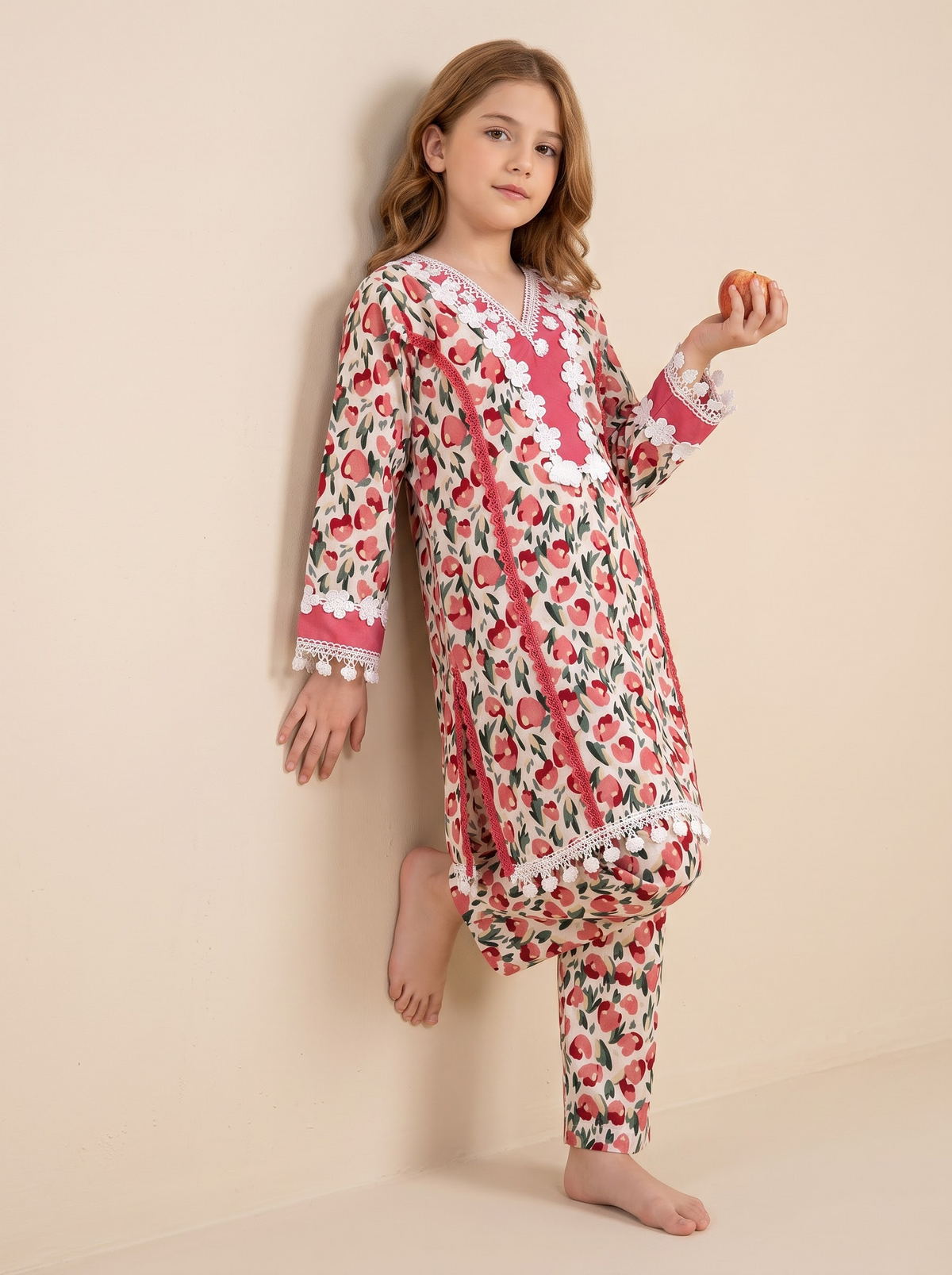 Cotton Printed Kurti Set 1711 Pink