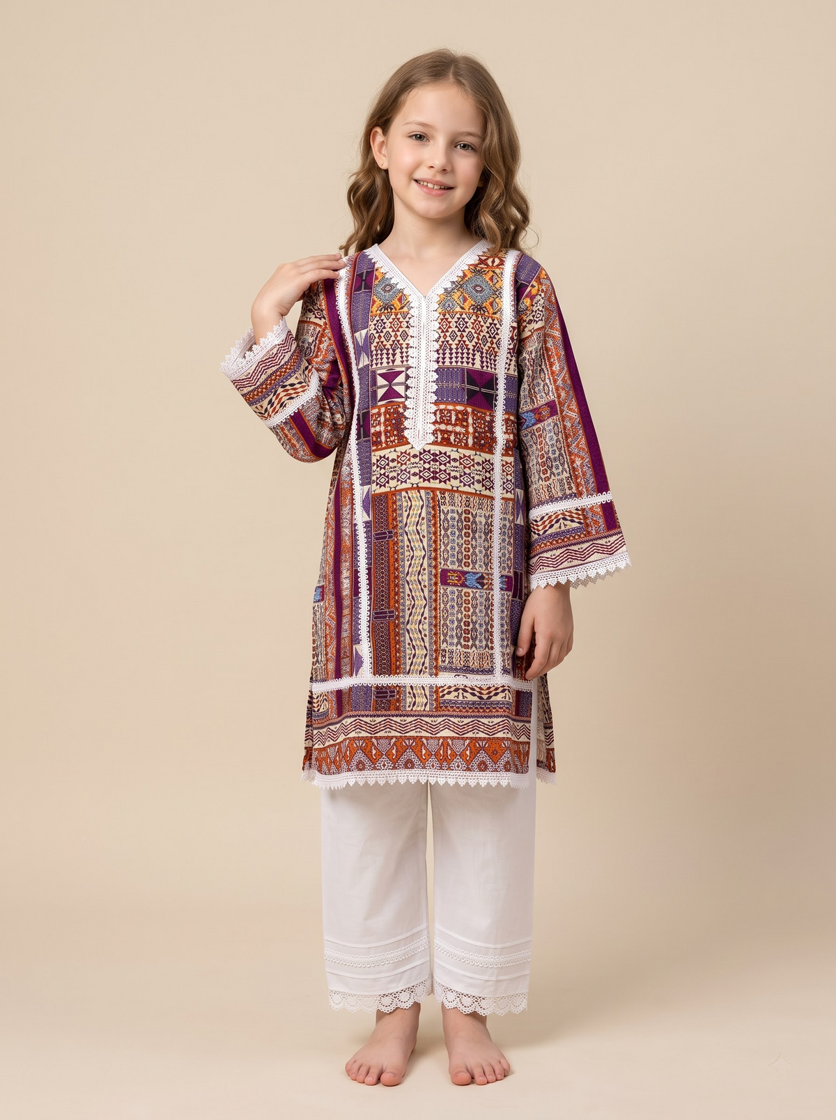 Cotton Printed Kurti Set 1757 Multi colour