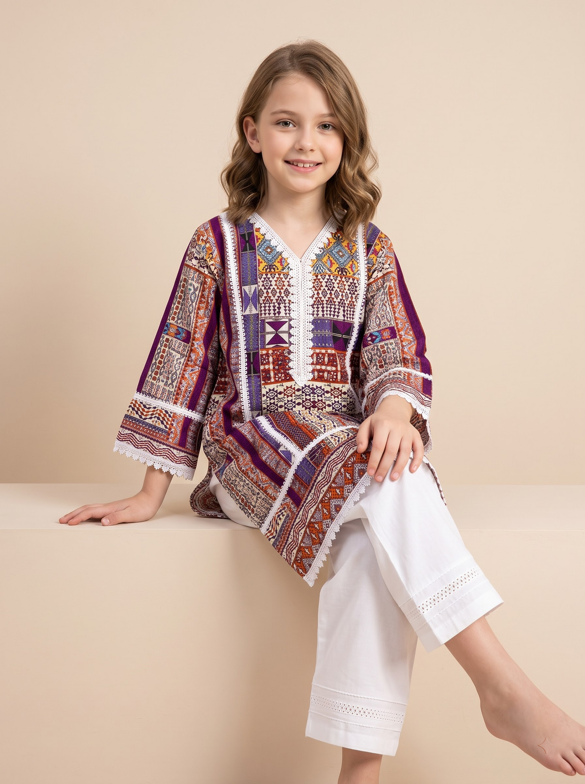 Cotton Printed Kurti Set 1757 Multi colour