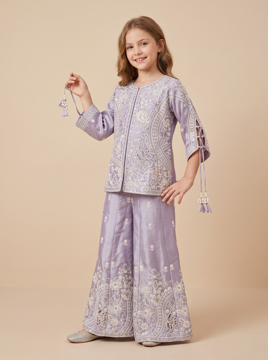 Georgette Hand Work Plazo Set 1763 Purple