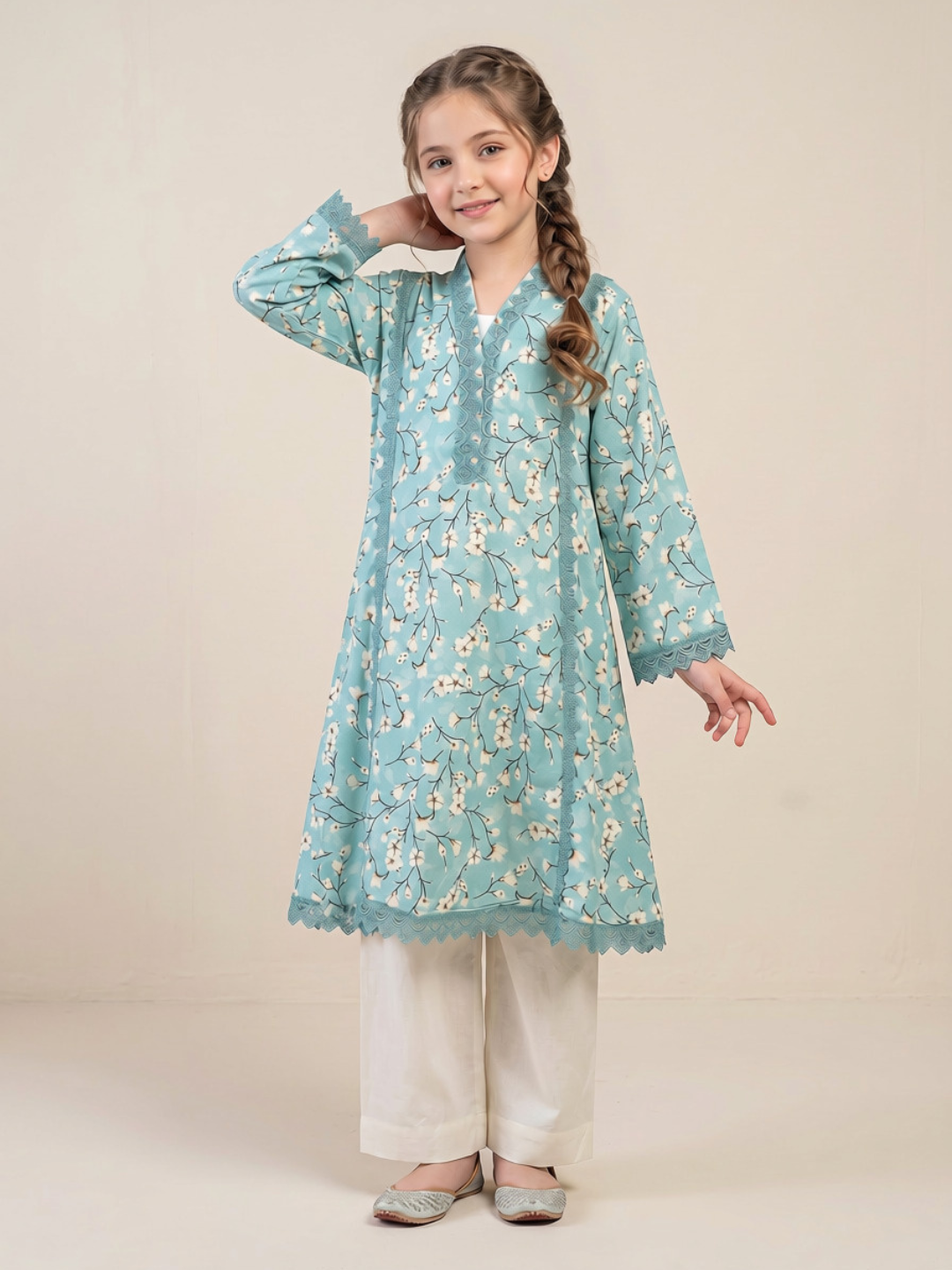 Cotton Printed Frock Set 1665 Green