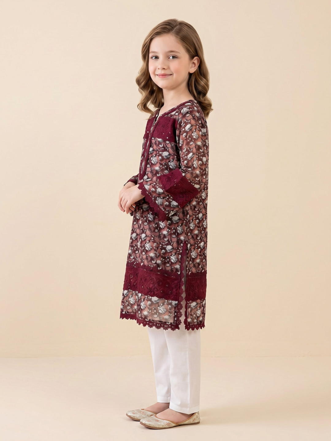 Cotton Printed Kurti Set 1662 Maroon