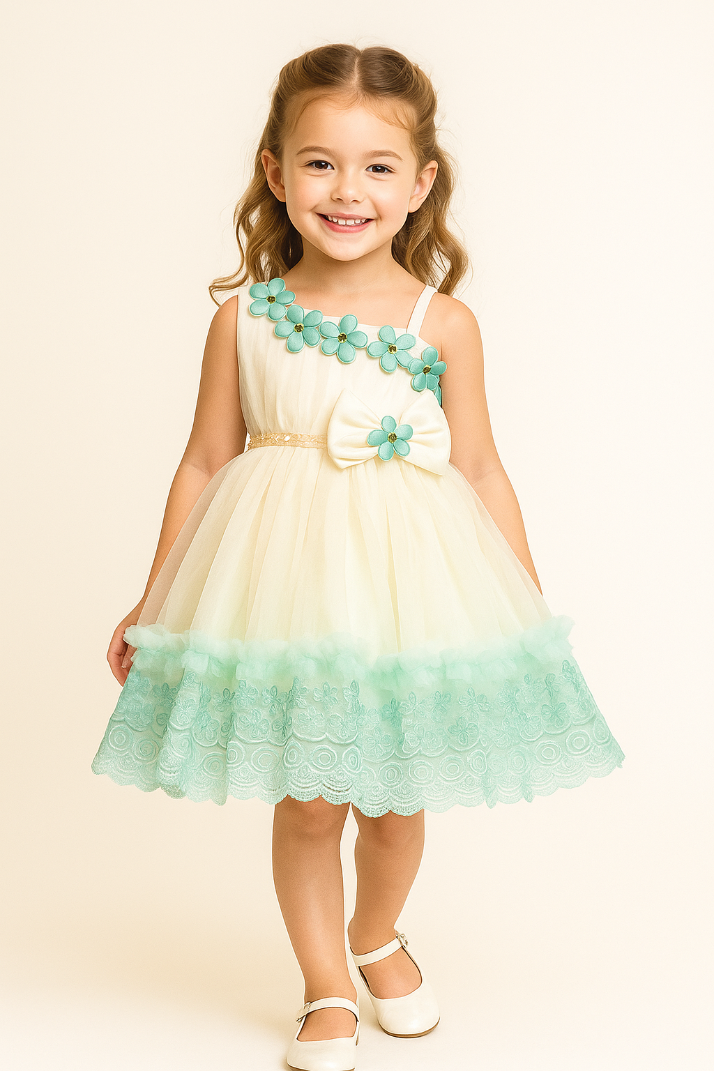 Aqua Petal Charm Frock = ss= 1004 Green