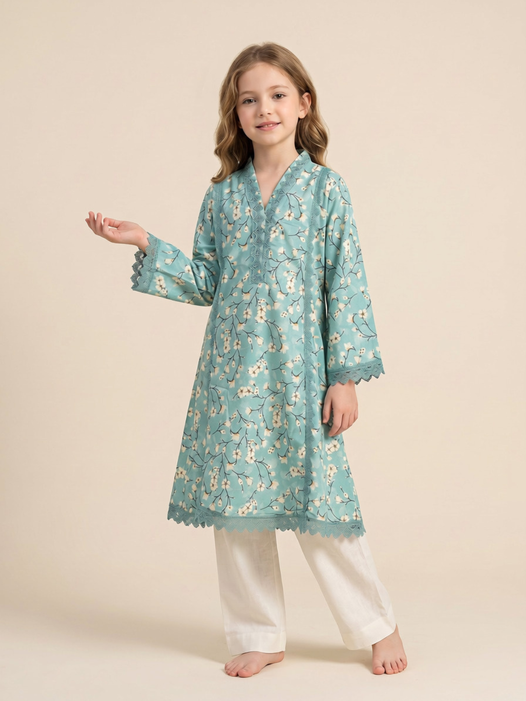 Cotton Printed Frock Set 1665 Green