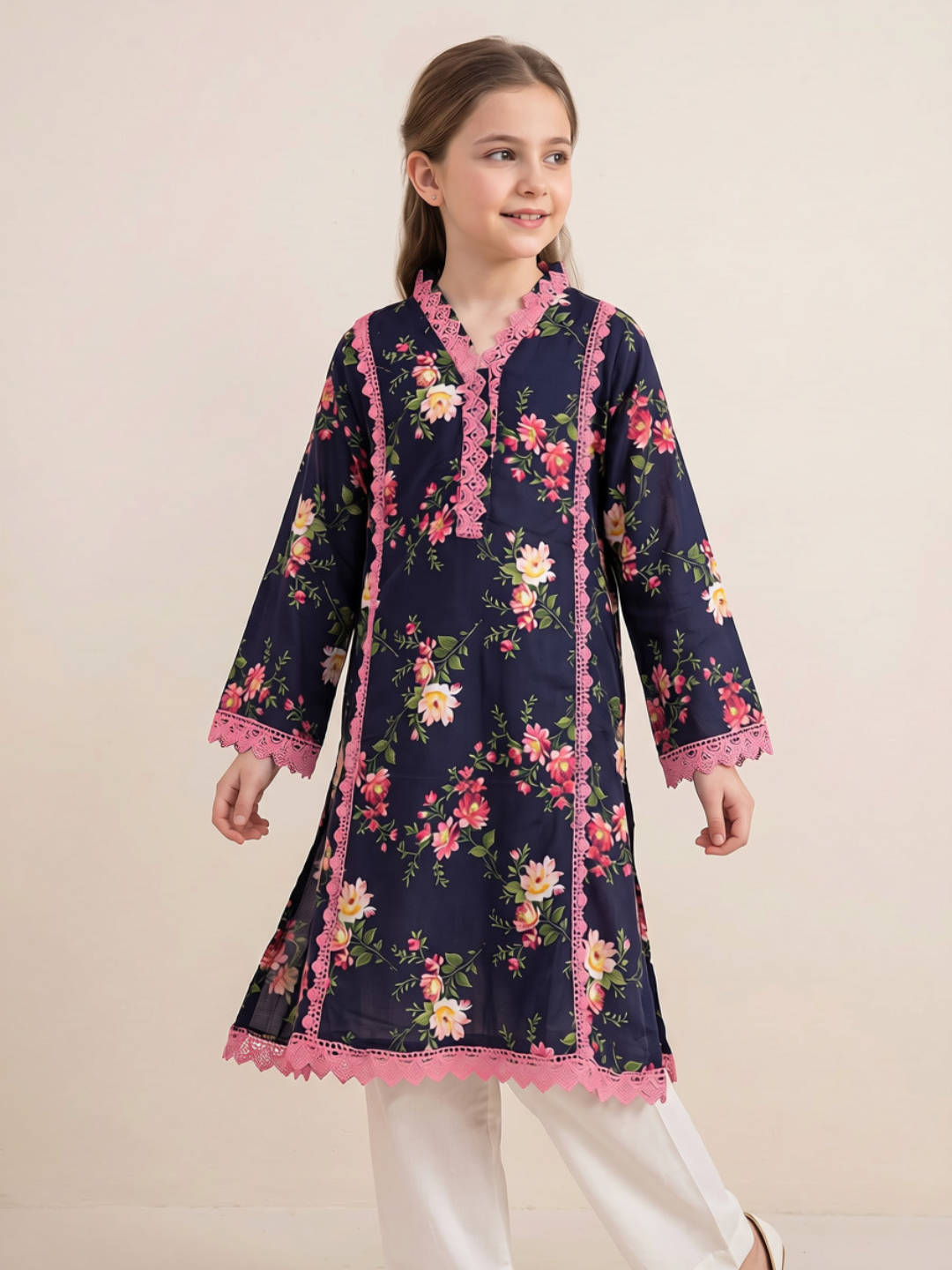 Cotton Printed Frock Set 1664 Blue